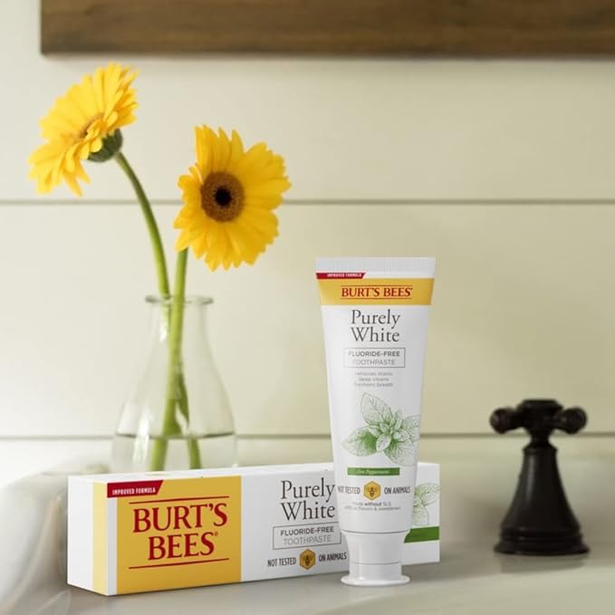 Burt's Bees Toothpaste, Natural Flavor, Fluoride-Free, Purely White, Zen Peppermint, 4.7 oz, Pack of 3-Ruum Studio Home