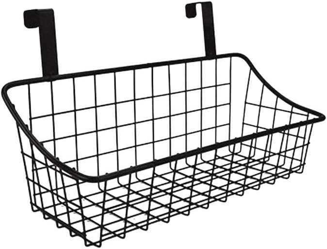 LeleCAT Basket with hook Grid Storage Basket, Hang it behind a door or on a railing, Over the Cabinet Door, Small, BLack,1 Pack-Ruum Studio Home