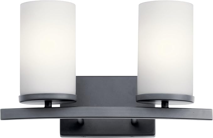 KICHLER 45496BK Crosby Vanity, 2-Light 200 Total Watts, Black-Ruum Studio Home
