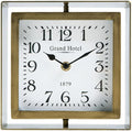 NIKKY HOME Rotating Table Clock, Non-Ticking Silent Battery Operated Decorative Mantel Desk Shelf Metal Clock for Home, Office, Living Room, Bed Room - Gold-Ruum Studio Home