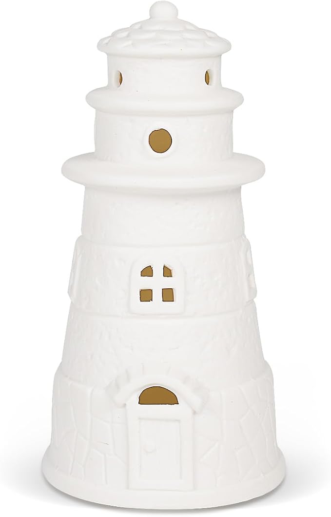 White Ceramic Lighthouse Statue Lamp - Light House Book Shelf Decor Aesthetic,Beach Themed Room Decor,Nautical Coastal Ocean Decor for Home Bedroom Bathroom Living Room-Ruum Studio Home
