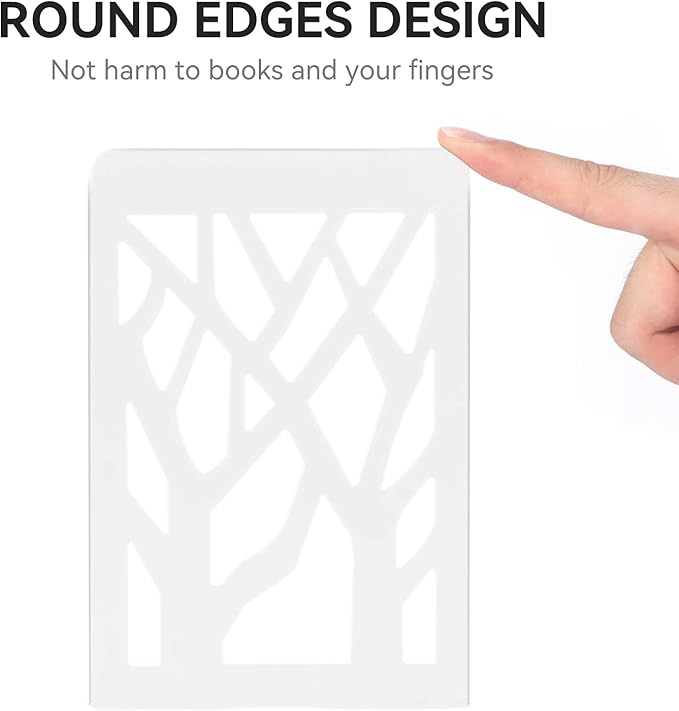 Book Ends, Bookends, Bookends for Shelves, Bookend, Book Ends for Heavy Books, White Metal Book Shelf Holder Home Decorative, Book Stoppers for Shelves, Bookend Supports 4 Pair-Ruum Studio Home