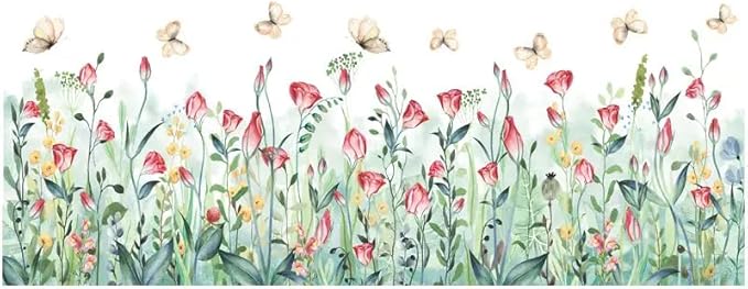 Set of 28x20 Inch Size Hello Spring Summer Window Cling Sticker Tulip, Flower and Butterfly Window Stickers, Spring and Summer Decor, Home, Shop, Party Window Glass Display Stickers (Floral)-Ruum Studio Home