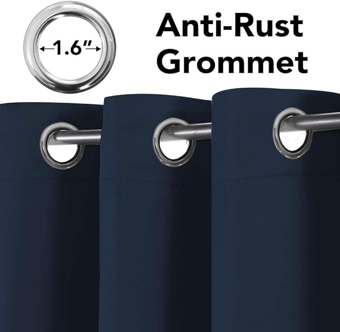 H.VERSAILTEX Blackout Curtains for Bedroom Thermal Insulated Room Darkening Living Room Curtains 84 Inch Long Grommet Privacy Protection Window Curtain Panels/Drapes for Nursery, 2 Panels, Navy Blue-Ruum Studio Home