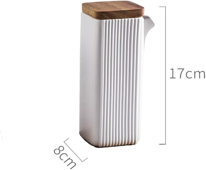 Ceramic Tabletop Liquid Condiment Dispenser, Modern Design for Oil or Vinegar, White-Ruum Studio Home