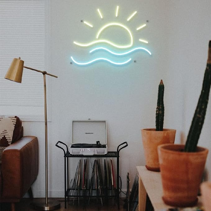 LED Decorative Lights USB Mountains Sunrise Sunset Led Neon Signs Home Decoration Wall Art Holiday Gift Brightness Adjustable 15.7''x15''-Ruum Studio Home