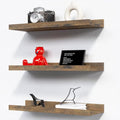 RICHER HOUSE 3 Set Floating Shelves for Wall Decor, Mounted Book Shelf, Nursery Picture Ledge With Lip for Storage, Bedroom, Living Room, Bathroom - Brown-Ruum Studio Home