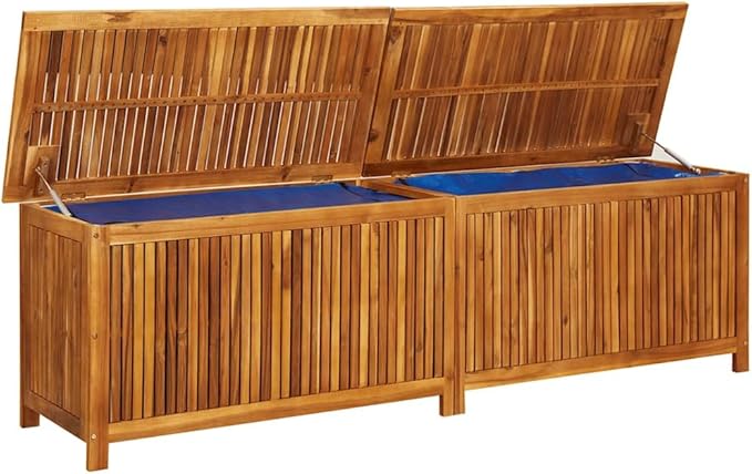 vidaXL Outdoor Storage Box, Deck Box with Gas-Lift Lid, Storage Chest with Water-Resistant Zippered Bag Inside, 78.7''x19.7''x22.8'', Solid Acacia Wood-Ruum Studio Home