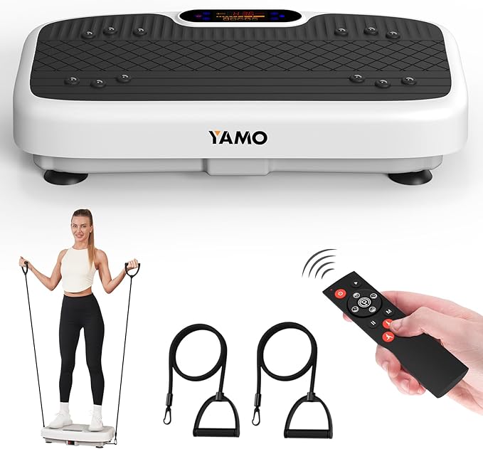 YAMO Vibration Plate Exercise Machine, Vibrating Plate for Lymphatic Drainage & Weight Loss, 350lbs Capacity Whole Body Shaking Workout Fitness Platform-Ruum Studio Home