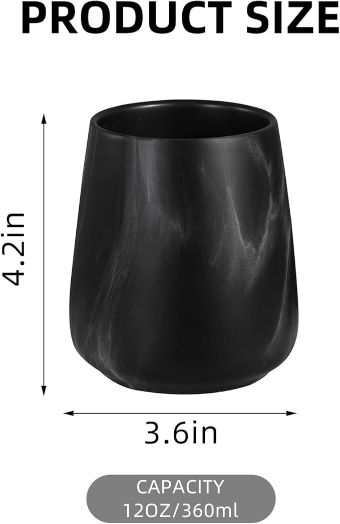 Marble Black Toothbrush Holder for Bathroom - Ceramic Tooth Brushing Holders, Toothbrush Cup, Toothpaste Organizer for Bathroom Countertop, Makeup Brush Holder, Pen Holder for Home Desktop Storage-Ruum Studio Home