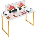 PayLessHere | 47 Inch Computer Desk | White Gold | Office Desk with Metal Frame, Adjustable Feet | Water-Resistant, Scratchproof Surface | Sturdy Writing Table for Home Office or Study | Pack of 1-Ruum Studio Home