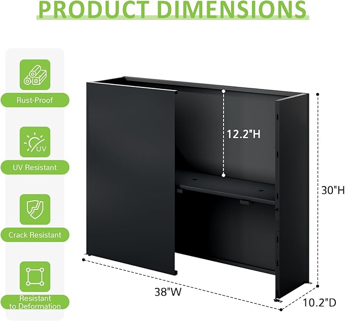 Planter Box Outdoor 38"W x 10.2"D x 30"H- Tall Rectangular Planters for Outdoor Patio/Porch, All-Weather with Anti-dumping Kit, Durable Galvanized Steel, Modern Design for Plants, Flower,Garden-Ruum Studio Home
