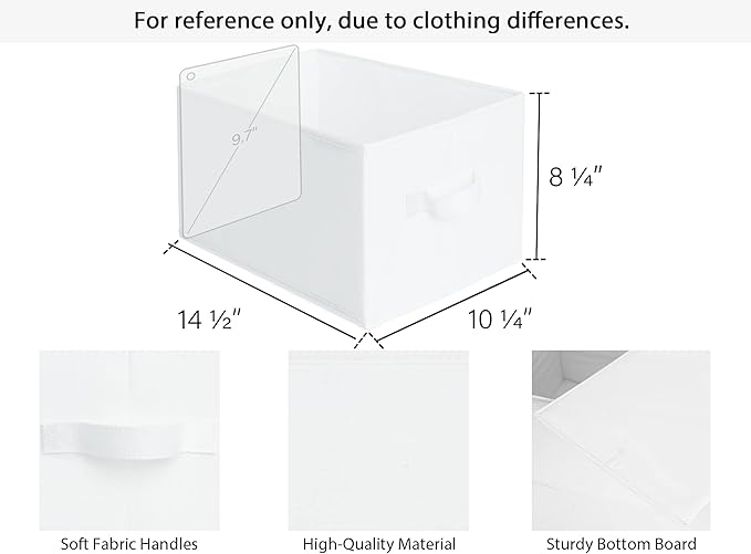 StorageWorks Storage Baskets for Shelves, Foldable Fabric Closet Storage Bins with Handles, Fabric Storage Bins Clothes Organizer, White, 3-Pack, Large-Ruum Studio Home