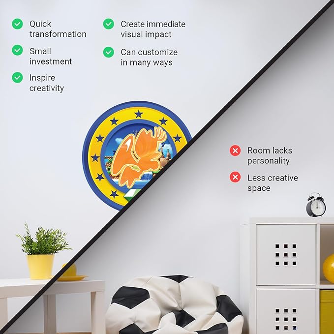Speed Hero Wall Decal – Removable Vinyl Wall Art with Chaos Emerald Design – Gaming Room, Bedroom & Playroom Decor (Flying Hero)-Ruum Studio Home