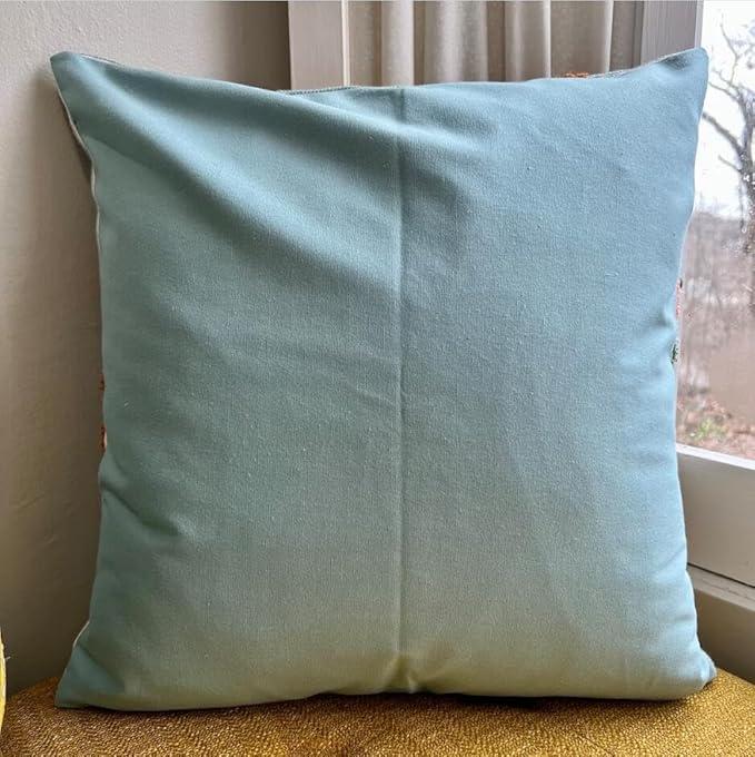 MOCOFO Canvas Embroidered Throw Pillow Cover with Flower Spring Embroidery Craft Modern Simple Sofa Office Pillow Pillow Case (Flower, 18x18’’)-Ruum Studio Home