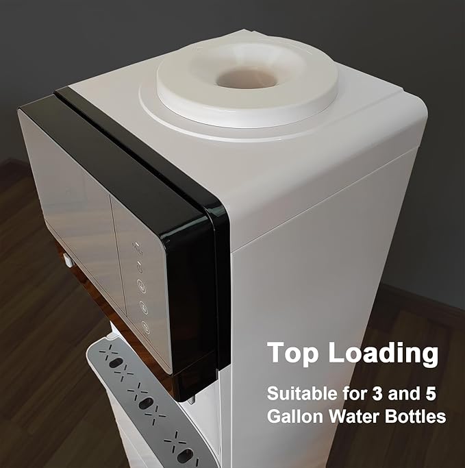 IKT 3 in 1 Water Cooler Dispenser with Ice Maker for 5 Gallon Bottle 27 lbs in 24 hrs 3 Temperature Night Light Perfect for Home Office White-Ruum Studio Home