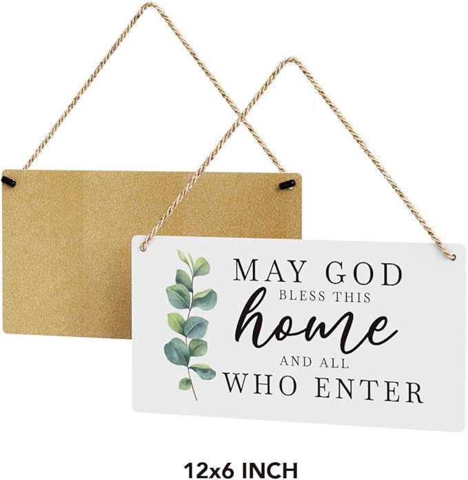 SENJIAN Christian Home Decor, Bless This Home Wall Decor, Modern Farmhouse Sign Scripture Printed Wood Sign Wall Art Religious Decoration for Office Bathroom Bedroom-Ruum Studio Home