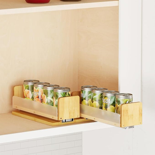 SpaceAid Bamboo Pull Out Spice Rack Organizer for Cabinet, Heavy Duty Slide Out Seasoning Kitchen Pantry Sliding Vertical Organization, 7.3" Wide, 2 Drawers(3" Wide), 1-Tier, Natural-Ruum Studio Home