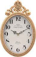Abdurey Small French Retro Decorative Wall Clock, Antique Gold Vintage Oval Style,Silent Battery Operated Boho Decor Wall Clocks for Farmhouse,Kitchen,Bedroom,Bathroom(10.4" H x 6.7" W)-Ruum Studio Home