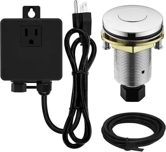 Garbage Disposal SinkTop Air Switch Kit with Stainless Steel Button,Chrome-Ruum Studio Home