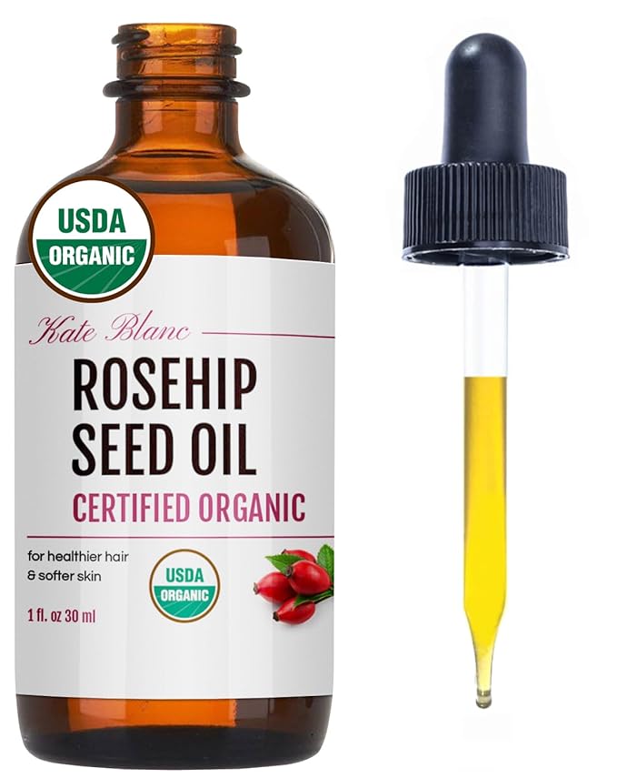 Kate Blanc Cosmetics Rosehip Oil for Face & Softer Glowing Skin (1oz, Organic, Pure, Cold Pressed) Rosehip Seed Face Oil for Facial & Gua Sha Massage-Ruum Studio Home