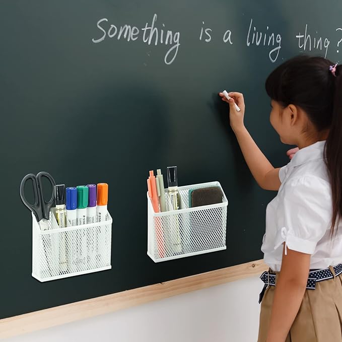 Neudeoc Locker Organizer and Accessories Kit, Includes Mesh Locker Shelf and Magnetic Pen Holder, Suitable for School, Work, Kitchen and Bathroomn (Pack of 4, White)-Ruum Studio Home