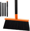 Small Broom Stiff Bristles Brush with Long Handle Indoor or Outdoor Compact Broom for Sweeping Patio Garage Garden,Deck,Concrete Floor,Bathroom (Orange)-Ruum Studio Home
