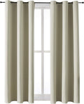 ChrisDowa Grommet Room Darkening Curtains for Bedroom and Living Room - 2 Panels Set Thermal Insulated Blackout Curtains (Beige, 42W x 63L)-Ruum Studio Home