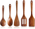 5 Pcs Best Wooden Spoons for Cooking Kitchen Utensils Set Acacia Wood Cooking Spatula Turner Non Toxic Utensil Slotted Serving Spoon Flat Spatulas Set Wooden Utensis Mixing Cooking Spoon Kitchen Tools-Ruum Studio Home