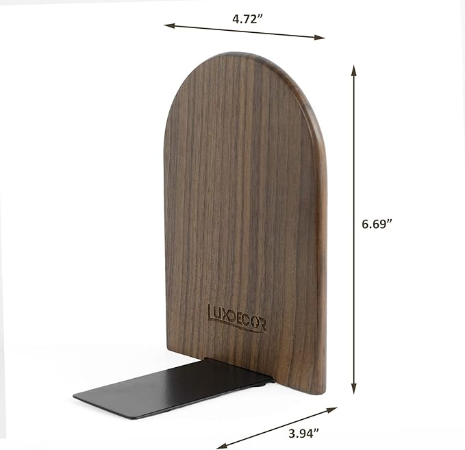 Large Bookend Hold Heavy Books- 7x4x5in 2 Pack Wood Bookends for Heavy Books Heavy Duty Walnut Book Ends for Men Wood Bookends for Office Desk Non-Skid-Ruum Studio Home