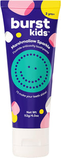 BURST Marshmallow Sparkle Kids Toothpaste with Fluoride (4oz) | Great Tasting | Flavored for Children & Toddlers | Anticavity | Dye Free & Vegan | Safe for Kids Ages 2+-Ruum Studio Home