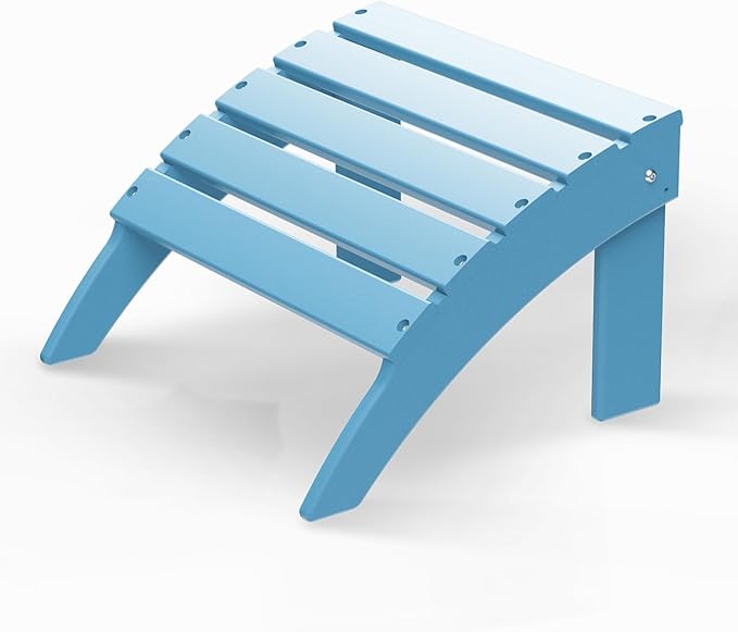 GREENVINES Adirondack-Ottoman | HDPE Plastic | Outdoor Footrest | All Weather | Foot Rest | Foot Stool | Arctic | for Adirondack Chair | for Patio Backyard Pool-Ruum Studio Home