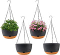 4 Pack Plastic Hanging pots for Plants Indoor,8 Inch Plant Pot Indoor Outdoor Hanging Baskets,Hanging Flower Pots with Drainage Holes and Chain for Garden Porch Plants(Black)-Ruum Studio Home