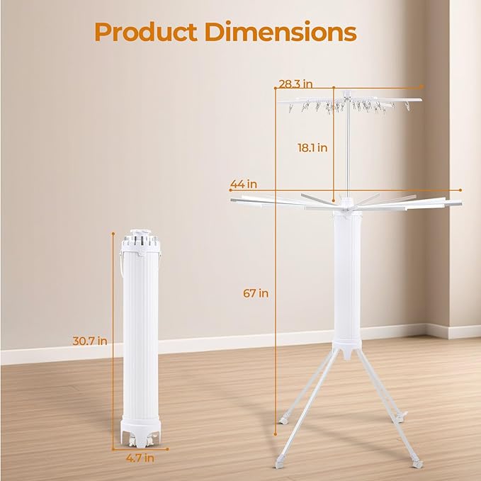4-Legged Clothes Drying Rack Foldable,2 Tier Portable and Collapsible Space Saving Laundry Drying Rack with 4 Pulleys,Aluminum Dry Rack for Clothes-Ruum Studio Home