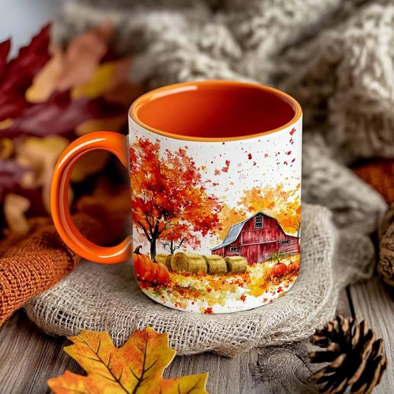 Fall Farm Coffee Mug - Farm Lover Mugs Gifts for Women Men - Autumn Decor Gifts For Home Farmhouse Thanksgiving - 11oz Printed Ceramic Mug-Ruum Studio Home