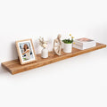 RICHFOCUS Live Edge Elm Floating Shelves - 55" W x 9.3" D Rustic Solid Wood Wall Shelves with Invisible Bracket, Wall-Mounted for Living Room, Bedroom, Kitchen Storage & Display, Set of 1, Natural-Ruum Studio Home