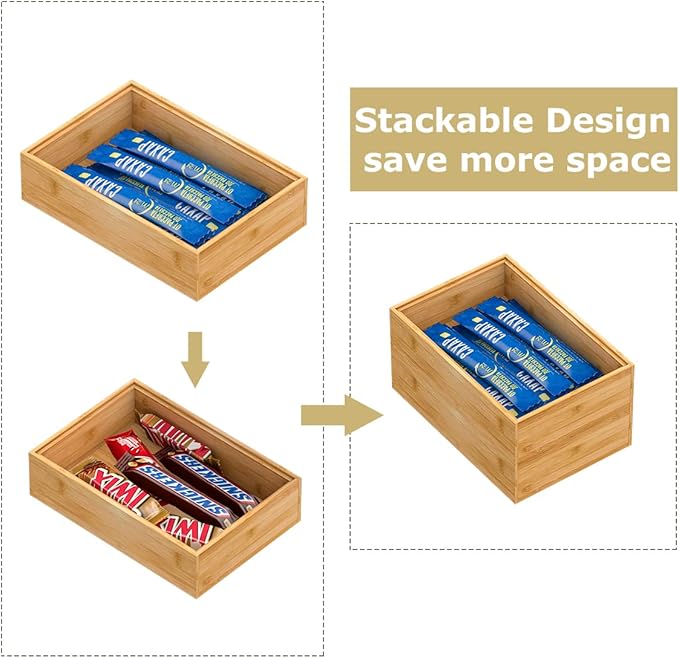 Bamboo Kitchen Drawer Organizer,Stackable Silverware Tray Utensil Organizer Cutlery Holder for Kitchen,Wooden Storage Box for Bathroom, Multi-Use Storage Bins Boxs Dividers for Office(9x6x2.5 inch）-Ruum Studio Home