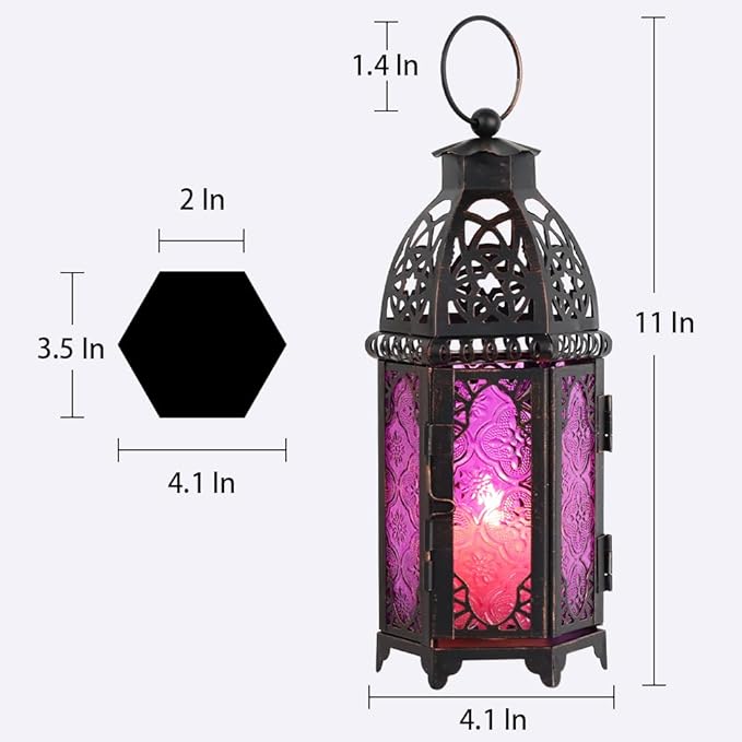 NEEDOMO Halloween Decorations,11'' Moroccan Lanterns Decorative Indoor & Outdoor, Vintage Christmas Candle Holder, Metal Lanterns Decorative, Table, Patio, Porch, Shelf, Christmas Spring Home Decor-Ruum Studio Home
