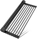 LEMIKKLE 20.5" x 13" Roll Up Dish Drying Rack Silicone Wrapped Over The Sink Dish Drying Rack Foldable Sink Drying Mat, Heat-Resistant & Anti-Rust Dish Rack for Kitchen Sink, Black-Ruum Studio Home