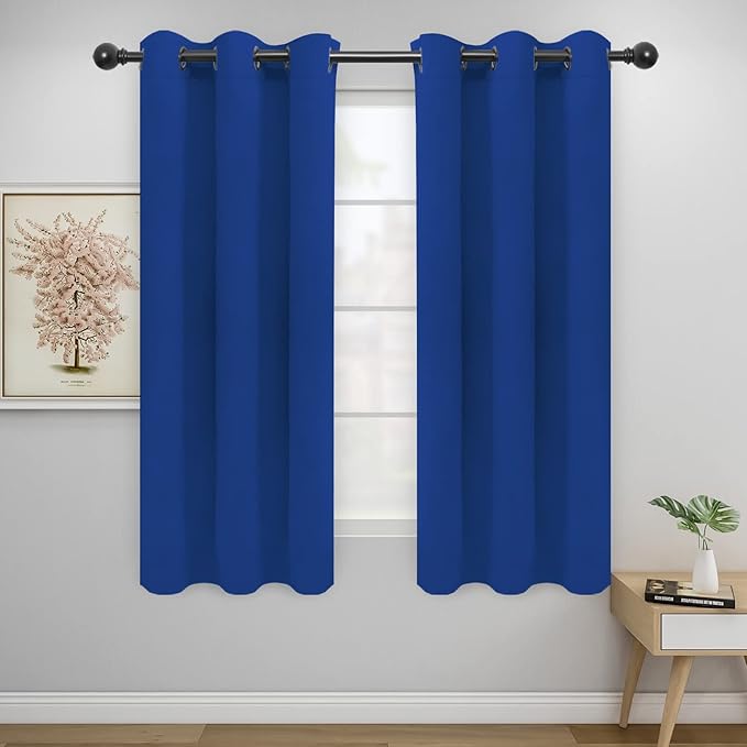 Easy-Going Blackout Curtains for Bedroom, Solid Thermal Insulated Grommet and Noise Reduction Window Drapes, Room Darkening Curtains for Living Room, 2 Panels(46x63 in, Classic Blue)-Ruum Studio Home