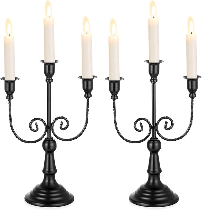 Sziqiqi Halloween Candle Holder Candelabra - Black Candle Stick Holders Pack of 2 Decorative Candleholders for Christmas Decoration-Ruum Studio Home