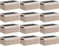 GhvyenntteS Small Fabric Storage Bins 12 Pack, 11.8" x 7.87" x 5.11" Storage Basket with Leather Handles, Closet Storage Bins for Shelves, Storage Baskets for Shelves, DVD Storage (Pink/White)-Ruum Studio Home
