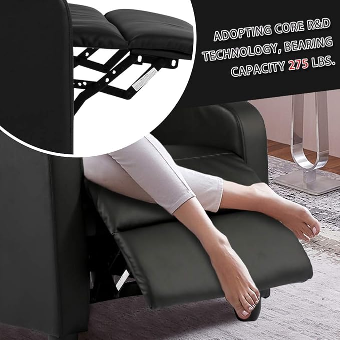 BestMassage | Recliner Chair | with 2 Point Massage Function | Black | with Lumbar Support, Adjustable Push Back, Wide Armrests, Footrest & Padded Seat | Easy Assembly | for Living Room, Home Theatre-Ruum Studio Home
