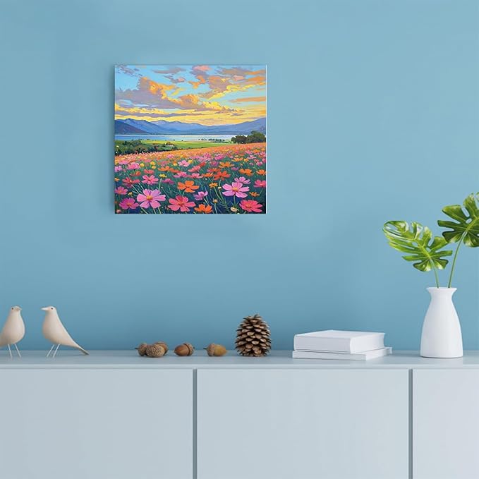 Colorful wildflowers field scenery poster artwork wall decoration wildflowers everywhere wall painting suitable for bedroom home office-Ruum Studio Home
