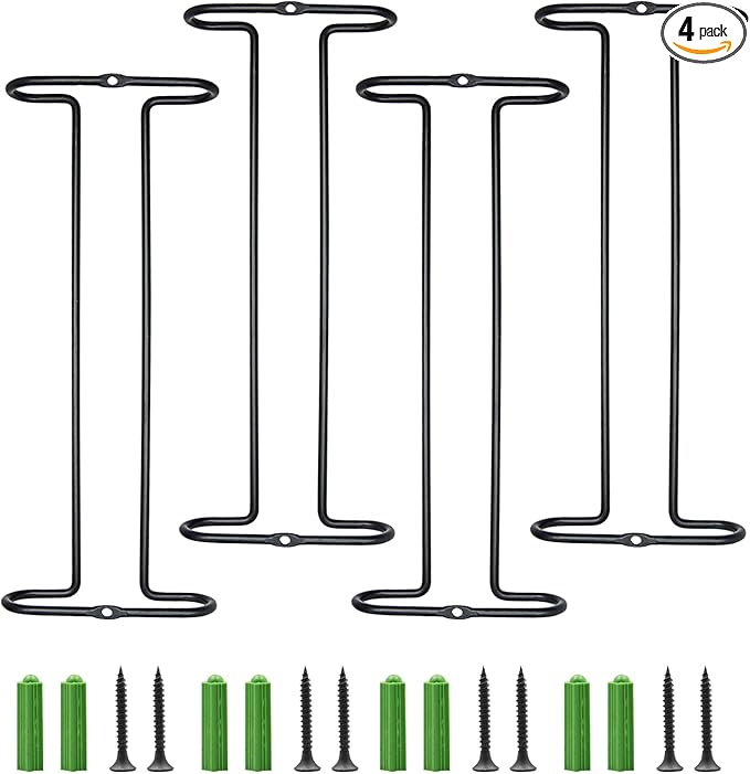 10 Inch Wine Glass Rack Under Cabinet Shelf Stemware Storage Hanging Hanger Organizer Glasses Holder with Drying Under Counter Metal for Kitchen and Bar Set of 4 Black-Ruum Studio Home