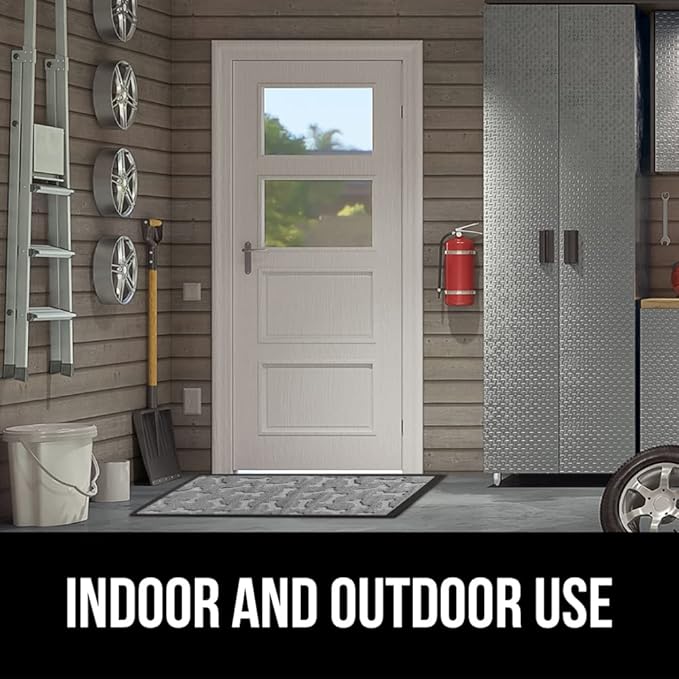 GORILLA GRIP 100% Waterproof All-Season WeatherMax Doormat, US Designed Natural Rubber, Stain and Fade Resistant, Low Profile Indoor Outdoor Door Mats, Easy Clean Patio Mat, 17x29, Light Gray Bones-Ruum Studio Home