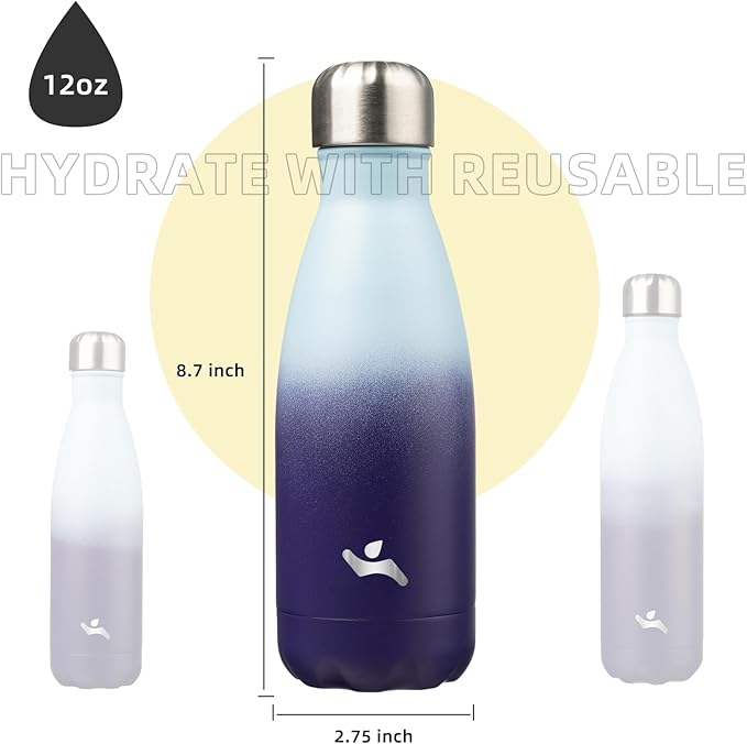Insulated Water Bottles,12 oz Double Wall Stainless Steel Vacumm Metal Flask for Sports Travel,Ocean Dream-Ruum Studio Home