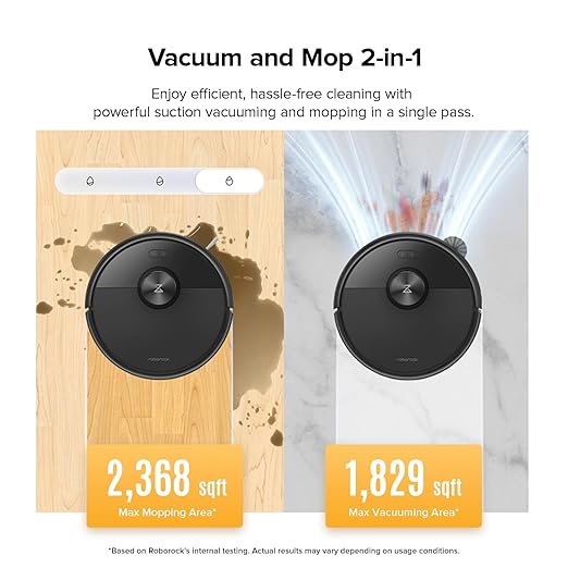 roborock Q7 M5 Robot Vacuum and Mop Combo, 10,000Pa HyperForce Suction, Robotic Vacuum Cleaner, Dual Anti-Tangle System, APP-Controlled Mopping, LiDAR Navigation, for Pet Hair and Carpet, Black-Ruum Studio Home