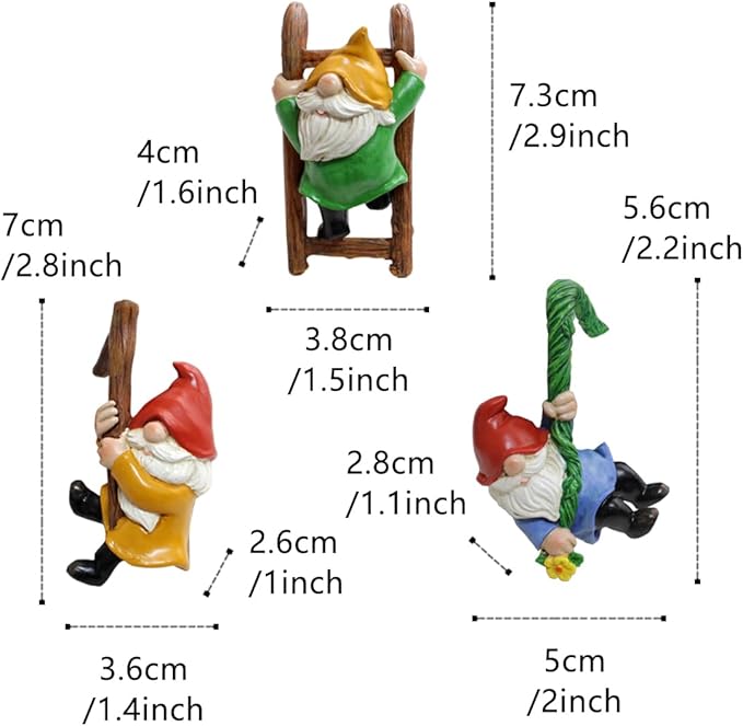 3 PCS Climbing Gnomes Tree Faces Decor Outdoor for Yard, Gnomes Statue, Outdoor Fairy Garden Resin Crafts, Flower Pot Landscape Dwarf, Micro Landscape Pendant Ornaments (3 PCS)-Ruum Studio Home
