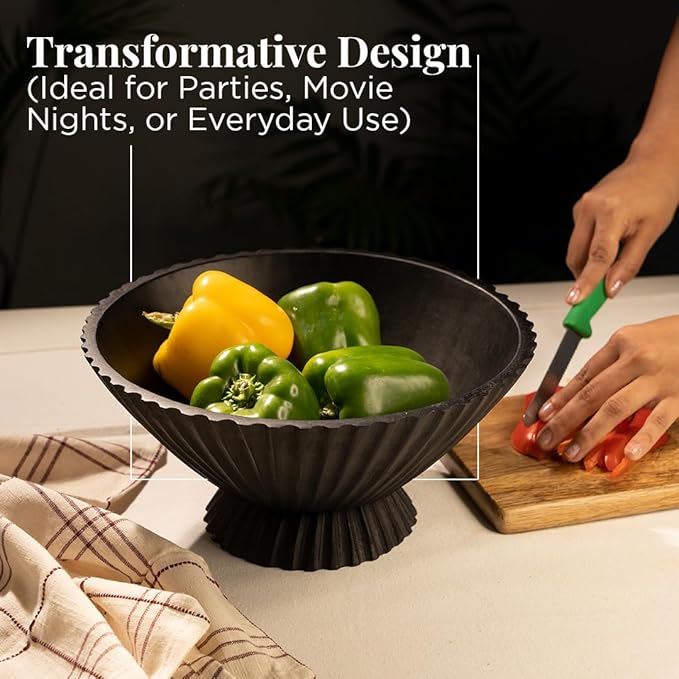 Folkulture Wooden Fruit Bowl for Kitchen Island | (11") Countertop or Eco Friendly Decorative Centerpiece Table Decorations | Decorative-Bowl or Fruits Tray or Fruits Holder for Kitchen Counter Decor-Ruum Studio Home